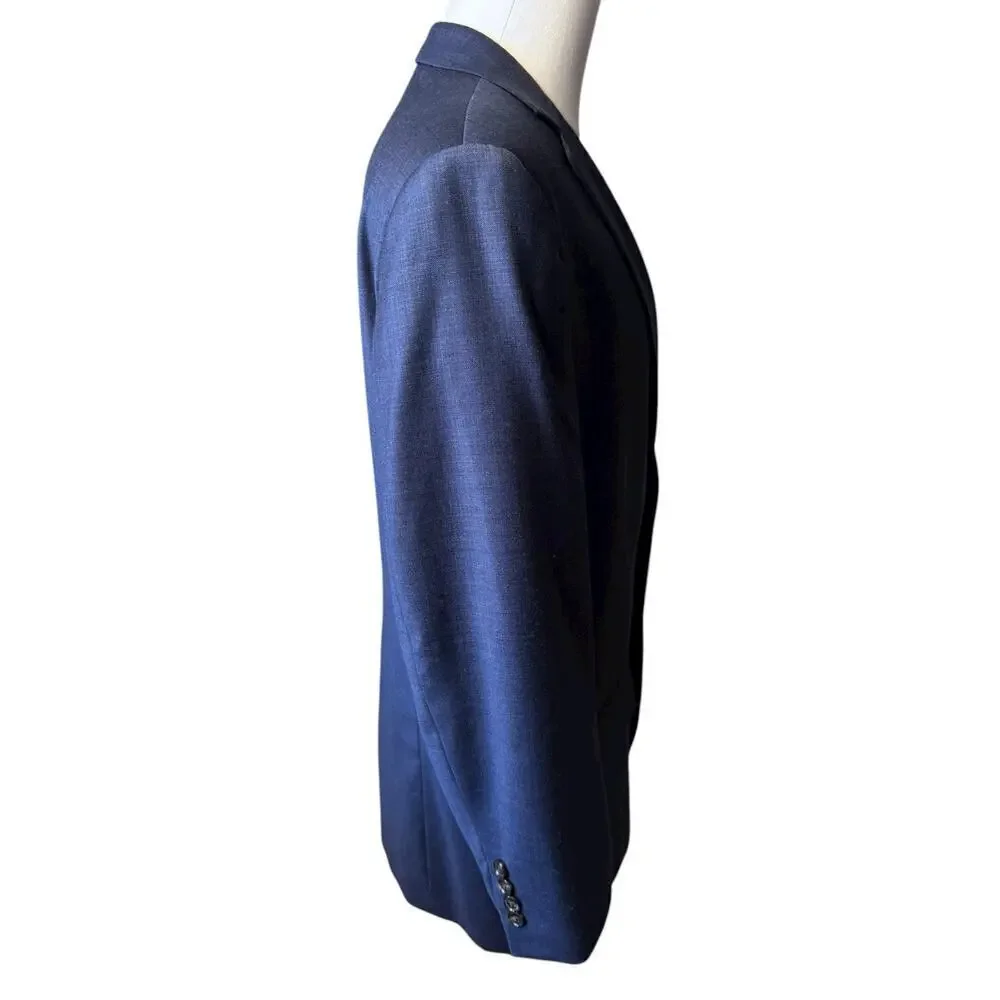 Ralph Lauren Men’s 43R Wool Navy Blue Muted Plaid Two Button Sport Coat Blazer